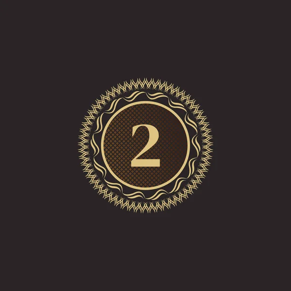 Emblema Número Diseño Monograma Oro Plantilla Volumétrica Lujo Adorno Línea — Vector de stock