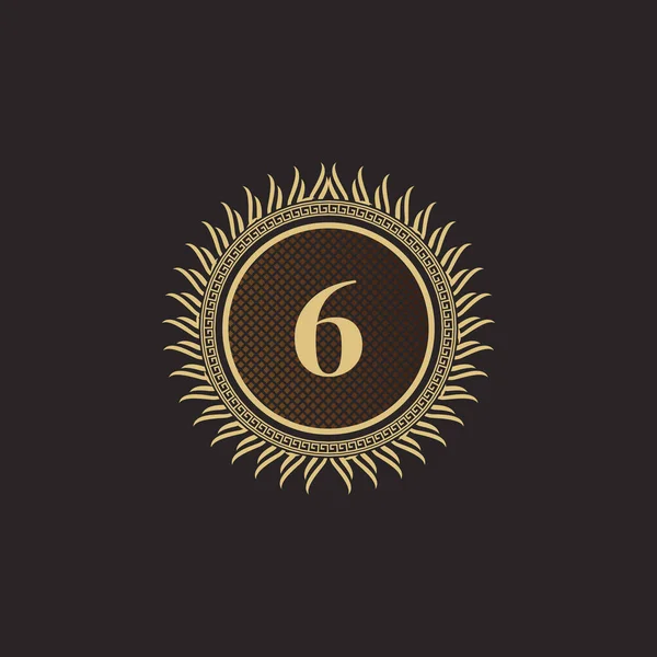 Emblem Nummer Gold Monogramm Design Volumetrische Luxus Logo Vorlage Linie — Stockvektor