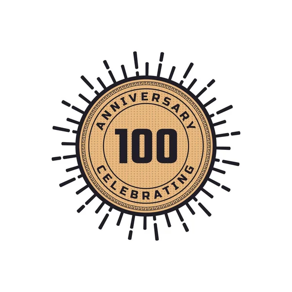 Вінтаж Ретро 100 Річчя Святкування Феєрверком Кольору Щаслива Річниця Привітання — стоковий вектор