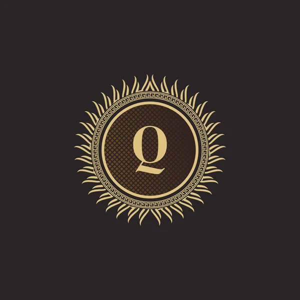 List Godło Gold Monogram Design Luksusowy Szablon Logo Objętościowe Line — Wektor stockowy
