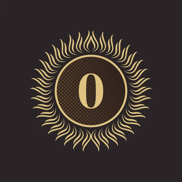 Emblema Número Projeto Monograma Ouro Modelo Logotipo Volumétrico Luxo Line —  Vetores de Stock