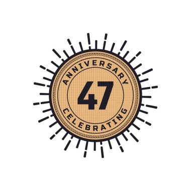 Vintage Retro 47. Yıldönümü Havai fişek Renkli Kutlaması. Mutlu Yıldönümleri Beyaz Arkaplanda Ayrı Geçirilen Olayı Kutluyor