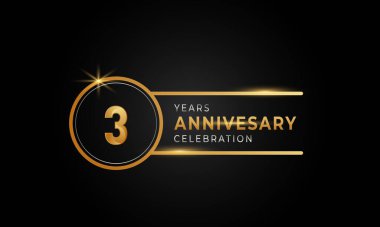 3. Yıldönümü Kutlaması Altın ve Gümüş Çember Yüzüklü Kutlama, Kutlama, Düğün, Kutlama Kartı ve Davetiyesi Siyah Arkaplanda İzole Edildi