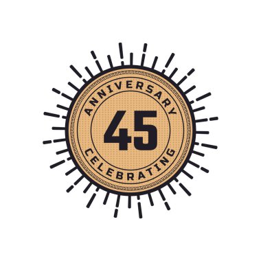 Vintage Retro 45. Yıldönümü Havai fişek Renkli Kutlaması. Mutlu Yıldönümleri Beyaz Arkaplanda Ayrı Geçirilen Olayı Kutluyor