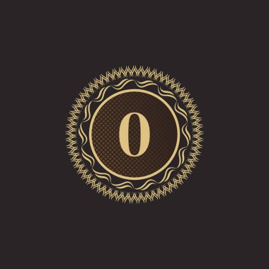 0 Numaralı Amblem Altın Monogram Tasarımı. Lüks Volumetrik Logo Şablonu. 3 Boyutlu İşaret, Rozet, Crest, Etiket, Butik Marka, Otel, Restoran, Heraldic. Vektör İllüstrasyonu