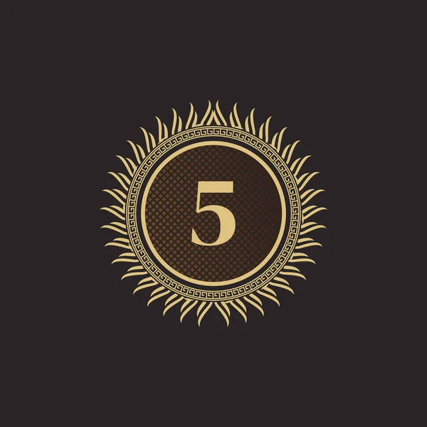 Godło Numer Gold Monogram Design Luksusowy Szablon Logo Objętościowe Line — Wektor stockowy