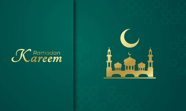 Ramadan Kareem Islamic Greeting Card Banner Celebrate Muslim Holy Month - Stok Vektor