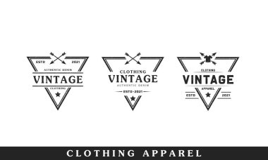 Giysi Giysisi Görünümü Logosu Amblem Tasarım Elemanı Şablonu için Klasik Vintage Retro Etiket Rozeti