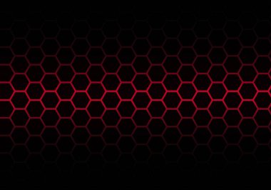 Gri Modern Lüks Gelecekçi Arkaplanda Kırmızı Işık Altıgen Hattı