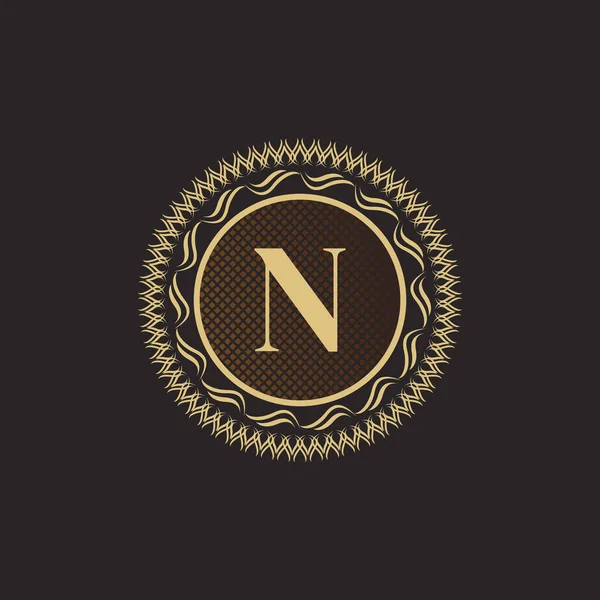 List Godło Złoty Monogram Projekt Luksusowy Szablon Logo Objętościowe Line — Wektor stockowy