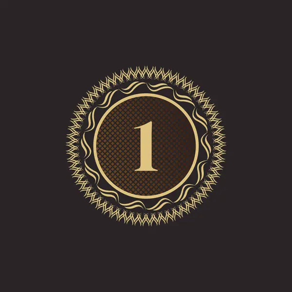 Numaralı Amblem Altın Monogram Tasarımı Lüks Volumetrik Logo Şablonu Boyutlu — Stok Vektör
