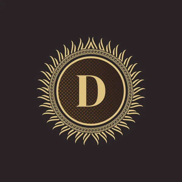 Emblema Letra Diseño Monograma Oro Plantilla Volumétrica Lujo Adorno Línea — Vector de stock