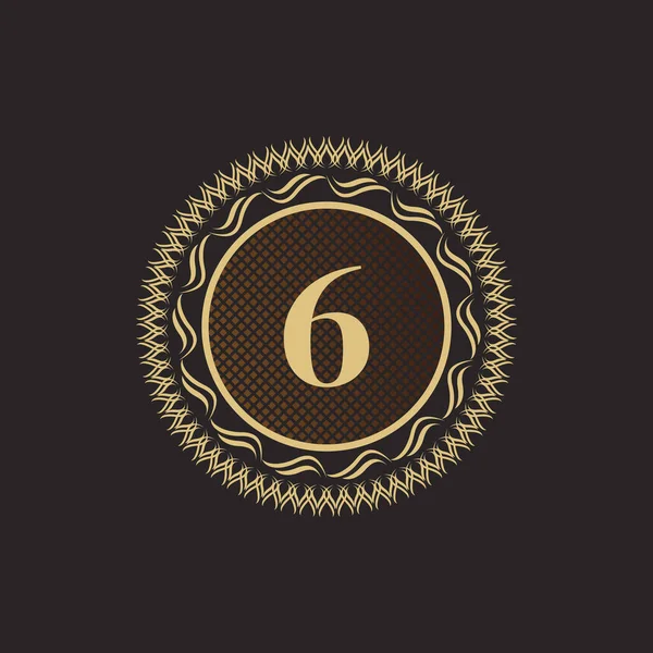 Эмблема Номер Дизайн Золотой Монограммы Шикарный Объемный Шаблон Line Ornament — стоковый вектор