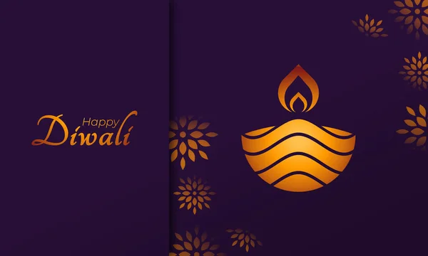 Happy Diwali Luxury Greeting Card India Festival Lights Holiday Invitation — Stock Vector