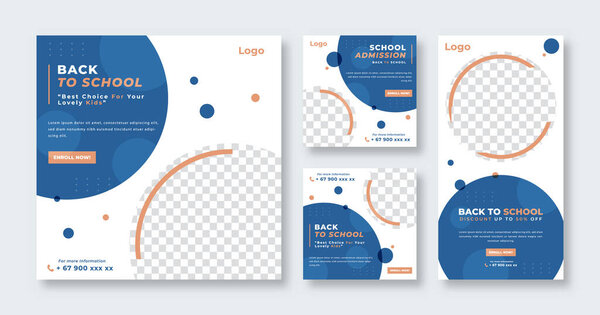 Back to School Admission or Education Social Media Post for Online Marketing Promotion Banner, Story and Web Internet Ads Flyer