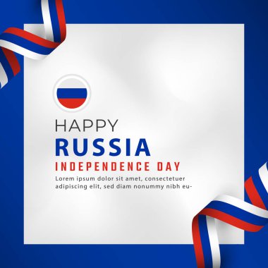 Mutlu Rusya Bağımsızlık Günü 12 Haziran Kutlama Vektör Tasarım İllüstrasyonu. Poster, Bayrak, Reklam, Tebrik Kartı veya Yazdırma Elemanı Şablonu