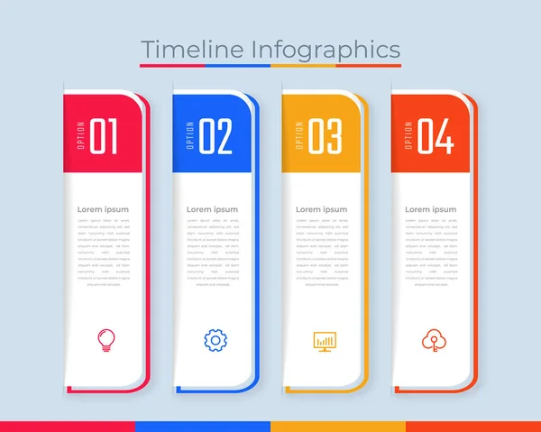 Tidslinje Infografik Design Markedsføringsikoner Brugbar Til Workflow Layout Diagram Årsrapport – Stock-vektor