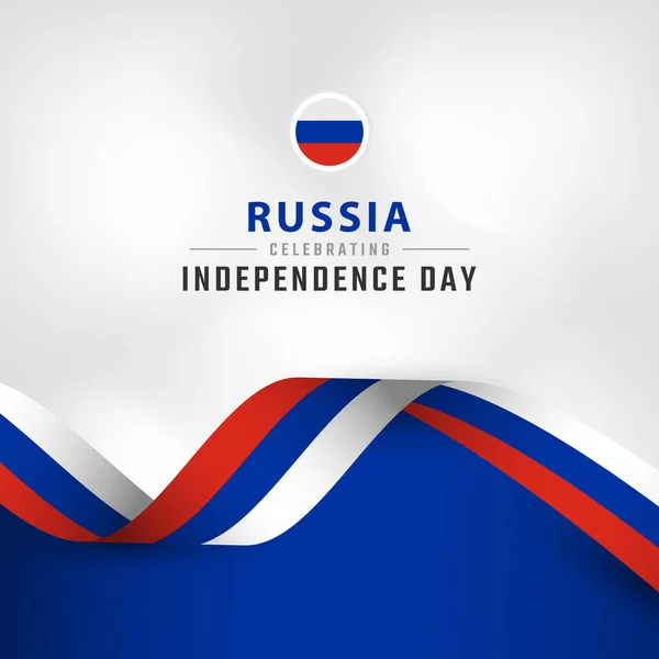 Feliz Día Independencia Rusia Junio Celebración Vector Design Illustration Plantilla — Vector de stock