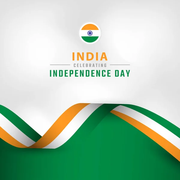 Happy India Independence Day August Celebration Vector Design Illustration Template — Stock Vector