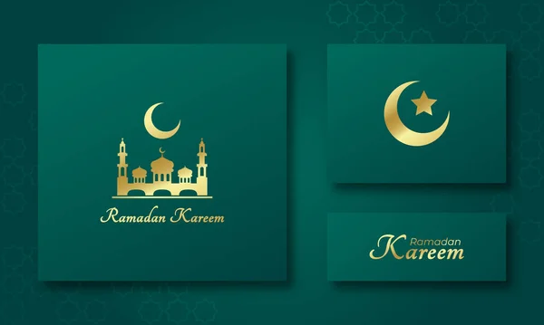 Ramadán Kareem Carta Felicitación Islámica Banner Para Celebrar Mes Santo — Vector de stock