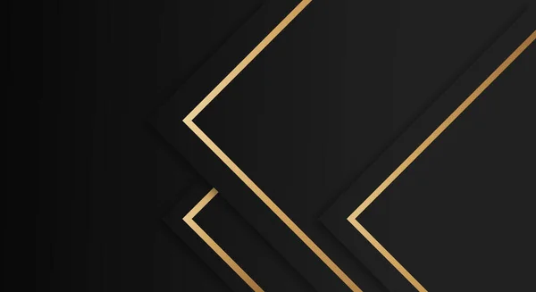 Abstraktes Premium Schwarz Geometrische Überlappungsschichten Mit Streifen Goldene Linien Luxus — Stockvektor