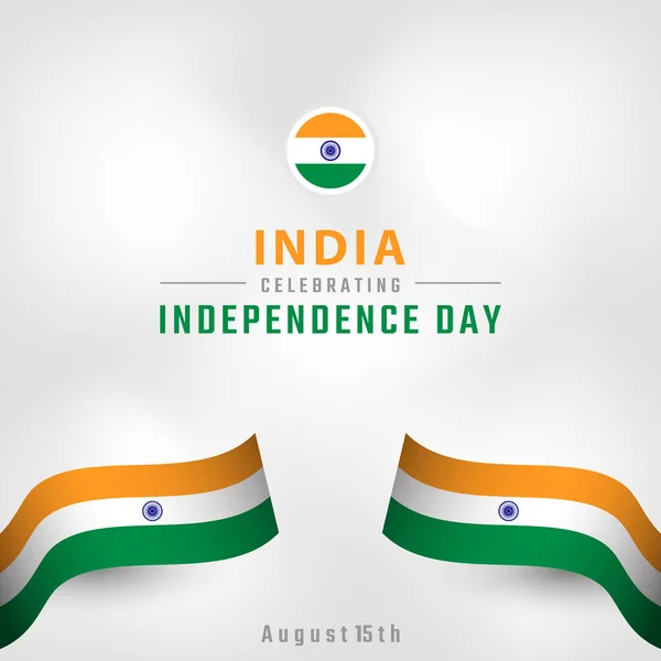Feliz Dia Independência Índia Agosto Celebration Vector Design Illustration Modelo — Vetor de Stock