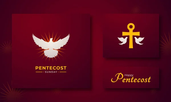 Pentecost Pazar Kutsal Ruh Kutlama Kartı Afişi İncil Serisi İllüstrasyonu Posteri