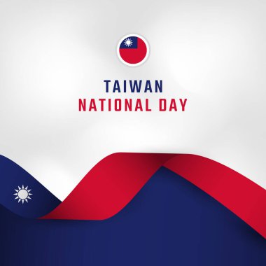 Tayvan Ulusal Günü 'nüz kutlu olsun. 10 Ekim Kutlama Vektör Tasarım Çizimi. Poster, Bayrak, Reklam, Tebrik Kartı veya Yazdırma Elemanı Şablonu