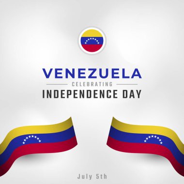 Venezuela Bağımsızlık Günü 'nüz kutlu olsun. 5 Temmuz Kutlama Vektörü Tasarım Çizimi. Poster, Bayrak, Reklam, Tebrik Kartı veya Yazdırma Elemanı Şablonu