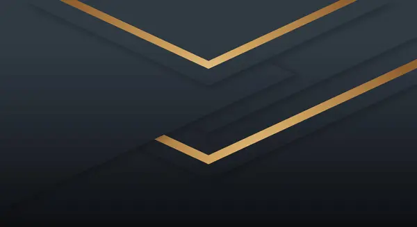抽象的なプレミアムブラックジオメトリックオーバーラップレイヤーとストライプゴールデンラインラグジュアリースタイル背景 — ストックベクタ