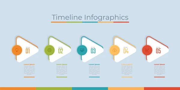 Timeline Infographics Σχεδιασμός Εικόνες Μάρκετινγκ Κατάλληλο Για Workflow Layout Διάγραμμα — Διανυσματικό Αρχείο