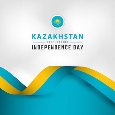 Kazakistan Bağımsızlık Günü 'nüz kutlu olsun. 16 Aralık Kutlama Vektörü Tasarım İllüstrasyonu. Poster, Bayrak, Reklam, Tebrik Kartı veya Yazdırma Elemanı Şablonu