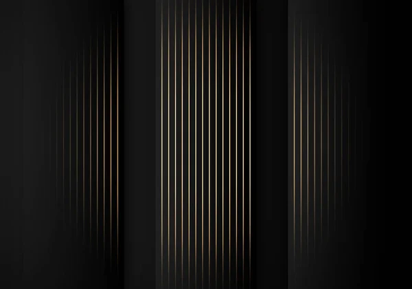 Luxury Stripes Golden Lines Diagonal Overlap Black Background Copy Space — Stock vektor