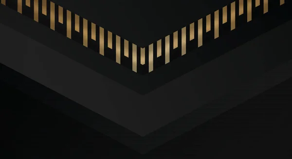 Abstrakter Dunkelschwarzer Hintergrund Mit Goldlinienpfeil Richtung Geometrisches Dreieck Design Modern — Stockvektor