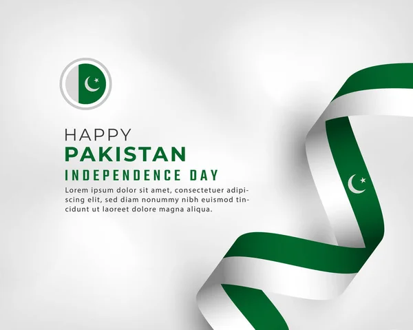 Днем Независимости Пакистана Августа Празднование Векторного Дизайна Иллюстрации Шаблон Плаката — стоковый вектор
