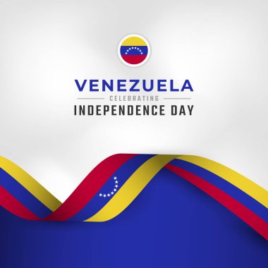 Venezuela Bağımsızlık Günü 'nüz kutlu olsun. 5 Temmuz Kutlama Vektörü Tasarım Çizimi. Poster, Bayrak, Reklam, Tebrik Kartı veya Yazdırma Elemanı Şablonu