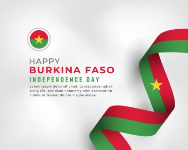 Mutlu Burkina Faso Bağımsızlık Günü 5 Ağustos Kutlama Vektörü Tasarım İllüstrasyonu. Poster, Bayrak, Reklam, Tebrik Kartı veya Yazdırma Elemanı Şablonu