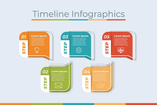 Timeline Infographics Design Paper Art Style Marketing Icons Usable Workflow — Stock Vector