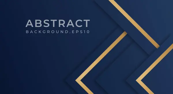 Capa Superposición Geométrica Azul Oscuro Premium Abstracta Con Líneas Doradas — Vector de stock