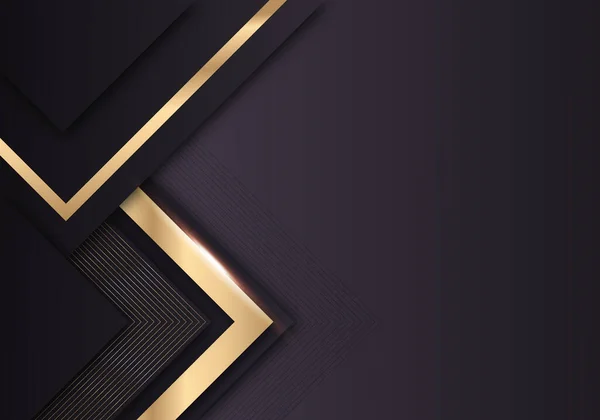 Abstrakte Glänzende Farbverlauf Gold Linien Diagonale Überlappung Luxuriöser Dunkler Hintergrund — Stockvektor