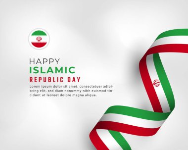 İran İslam Cumhuriyeti 1 Nisan Kutlama Vektör Tasarım İllüstrasyonunuz kutlu olsun. Poster, Bayrak, Reklam, Tebrik Kartı veya Yazdırma Elemanı Şablonu
