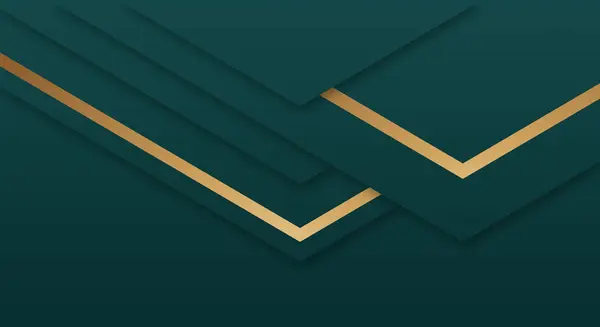 Abstraktes Premium Dunkelgrün Geometrische Überlappungsschicht Mit Streifen Goldene Linien Luxus — Stockvektor