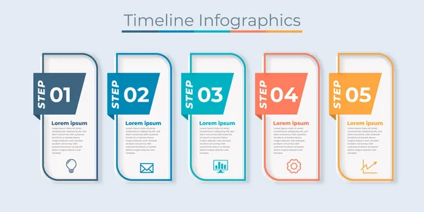 时间线信息图形设计营销图标 适用于工作流程图 网页设计 具有步骤或进程的业务数据可视化 — 图库矢量图片