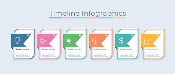 Timeline Infographics Σχεδιασμός Εικόνες Μάρκετινγκ Κατάλληλο Για Workflow Layout Διάγραμμα — Διανυσματικό Αρχείο