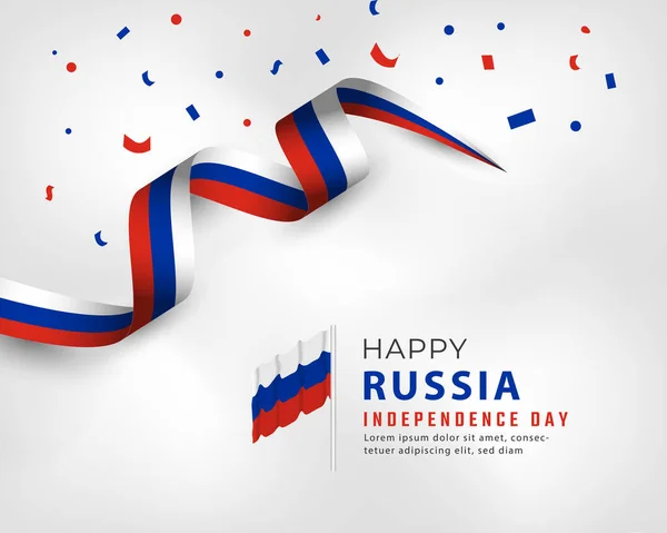 Feliz Día Independencia Rusia Junio Celebración Vector Design Illustration Plantilla — Archivo Imágenes Vectoriales