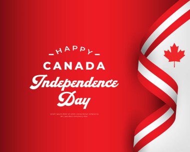 Kanada Bağımsızlık Günü 'nüz kutlu olsun. 1 Temmuz Kutlama Vektör Tasarım Çizimi. Poster, Bayrak, Reklam, Tebrik Kartı veya Yazdırma Elemanı Şablonu