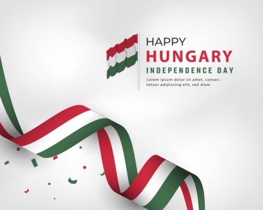 Mutlu Macaristan Bağımsızlık Günü 15 Mart Kutlama Vektör Tasarım Çizimi. Poster, Bayrak, Reklam, Tebrik Kartı veya Yazdırma Elemanı Şablonu