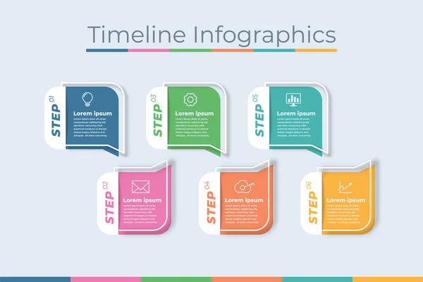 Chronologie Infographies Design Papier Art Style Marketing Icônes Utilisable Pour — Image vectorielle