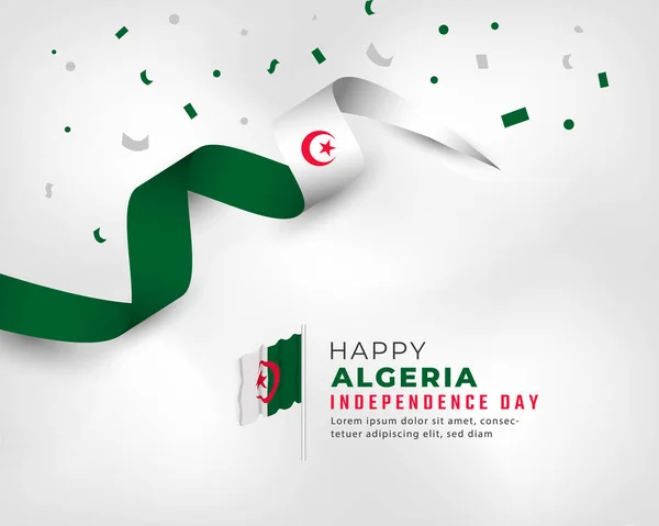 Feliz Dia Independência Argélia Julho Celebração Vector Design Ilustração Modelo — Vetor de Stock