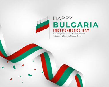 Bulgaristan Bağımsızlık Günü 'nüz kutlu olsun. 22 Eylül Kutlama Vektörü Tasarım Çizimi. Poster, Bayrak, Reklam, Tebrik Kartı veya Yazdırma Elemanı Şablonu
